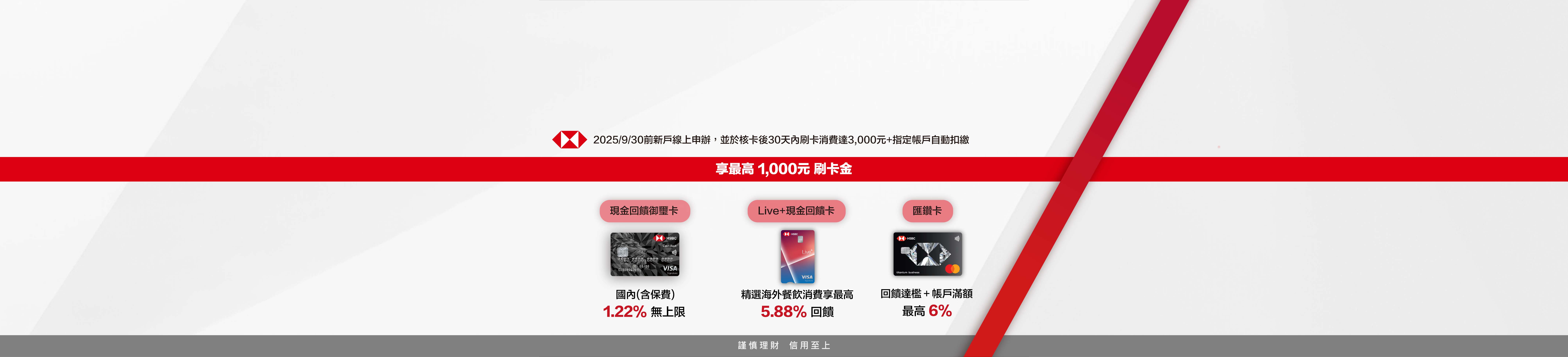 匯豐3卡banner
